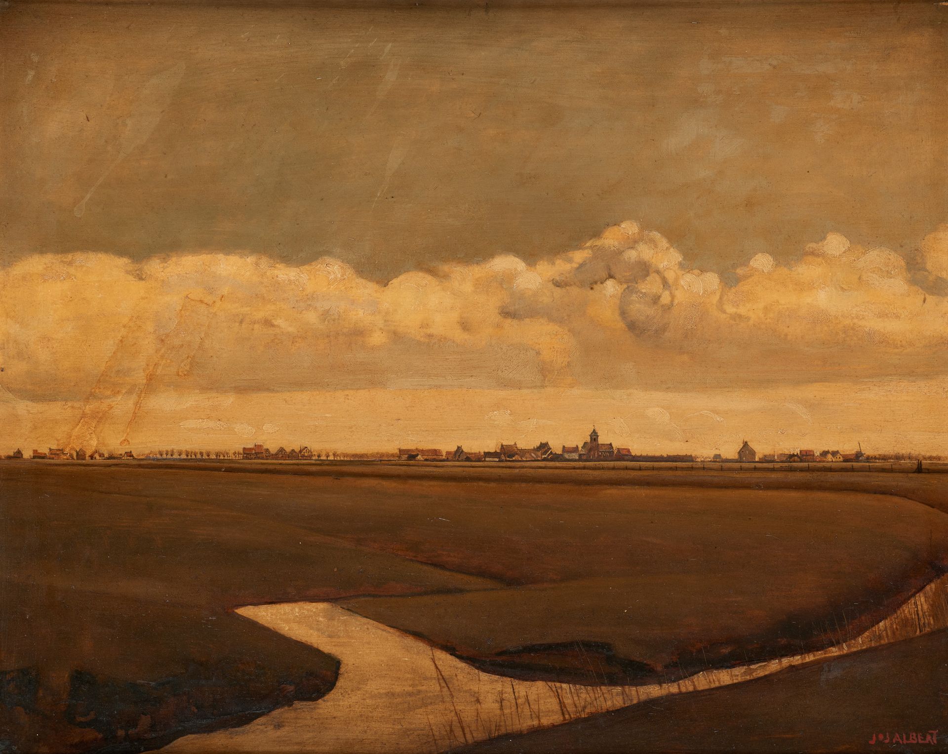 Jos ALBERT École belge (1886-1981). Oil on panel: View of Vlisseghem.

Signed: J&hellip;