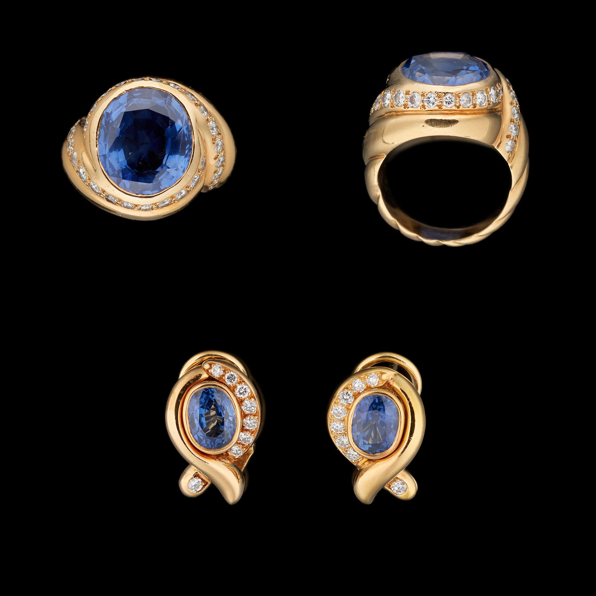 Wolfers. Jewelry: Yellow gold ring with a Ceylon sapphire of +/- 6 carats and br&hellip;