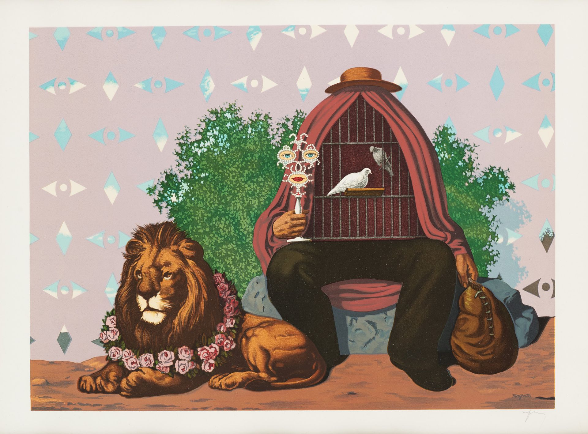 René MAGRITTE École belge (1898-1967) Print, lithograph in colors on paper: Lion&hellip;