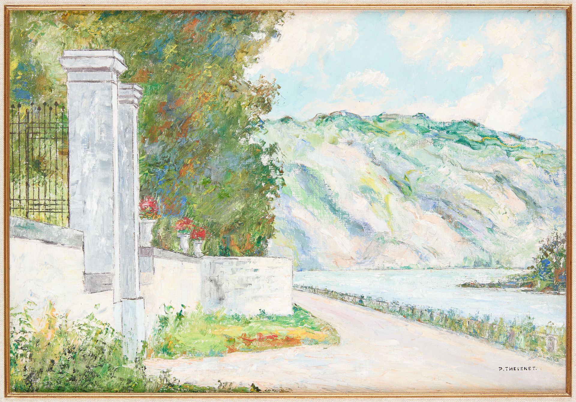 Pierre THEVENET École belge (1870-1937). 布面油画："沃尔索特，默兹河的边缘"。

签名：P. Thevenet。

作&hellip;