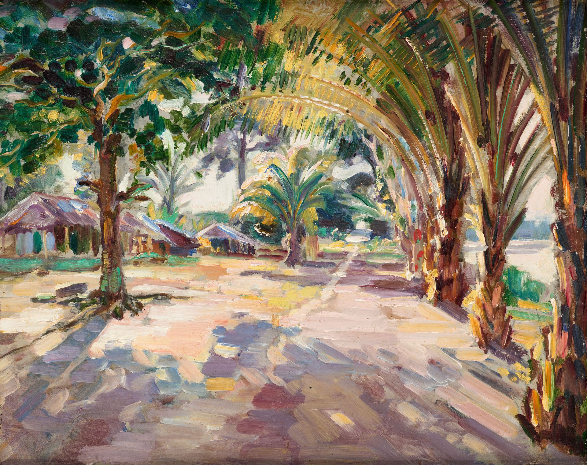 André HALLET École belge (1890-1959) 油画：科基尔哈特维尔的环境。

安德烈-哈雷特的作品，背面由基金会鉴定为1934年的作&hellip;