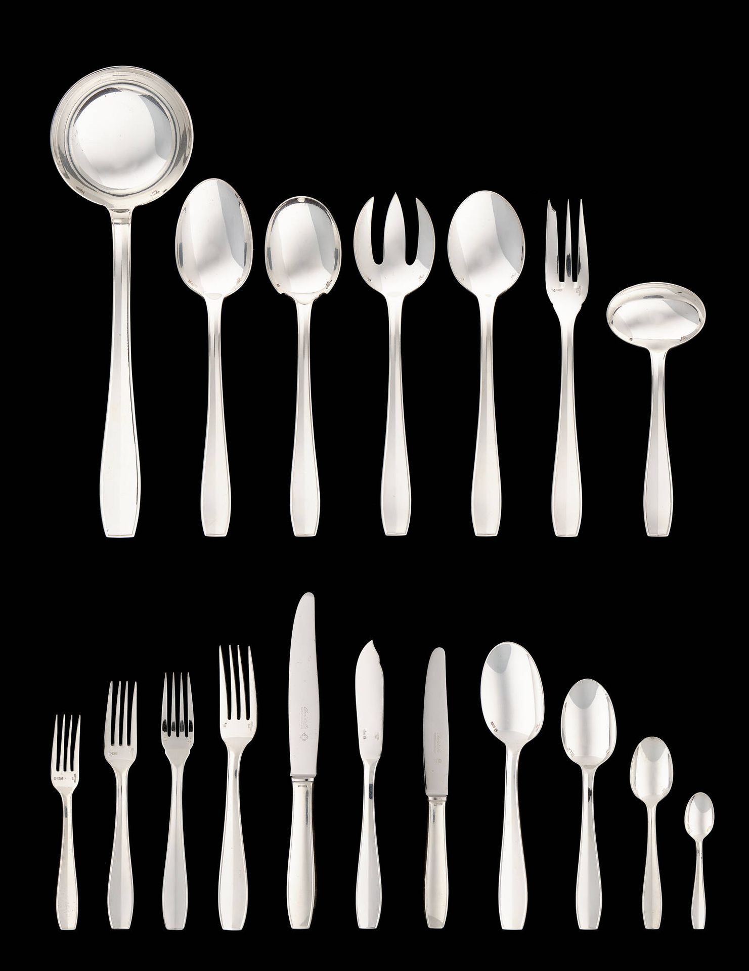 Christofle. Silverware: Silver-plated household set consisting of twelve forks a&hellip;
