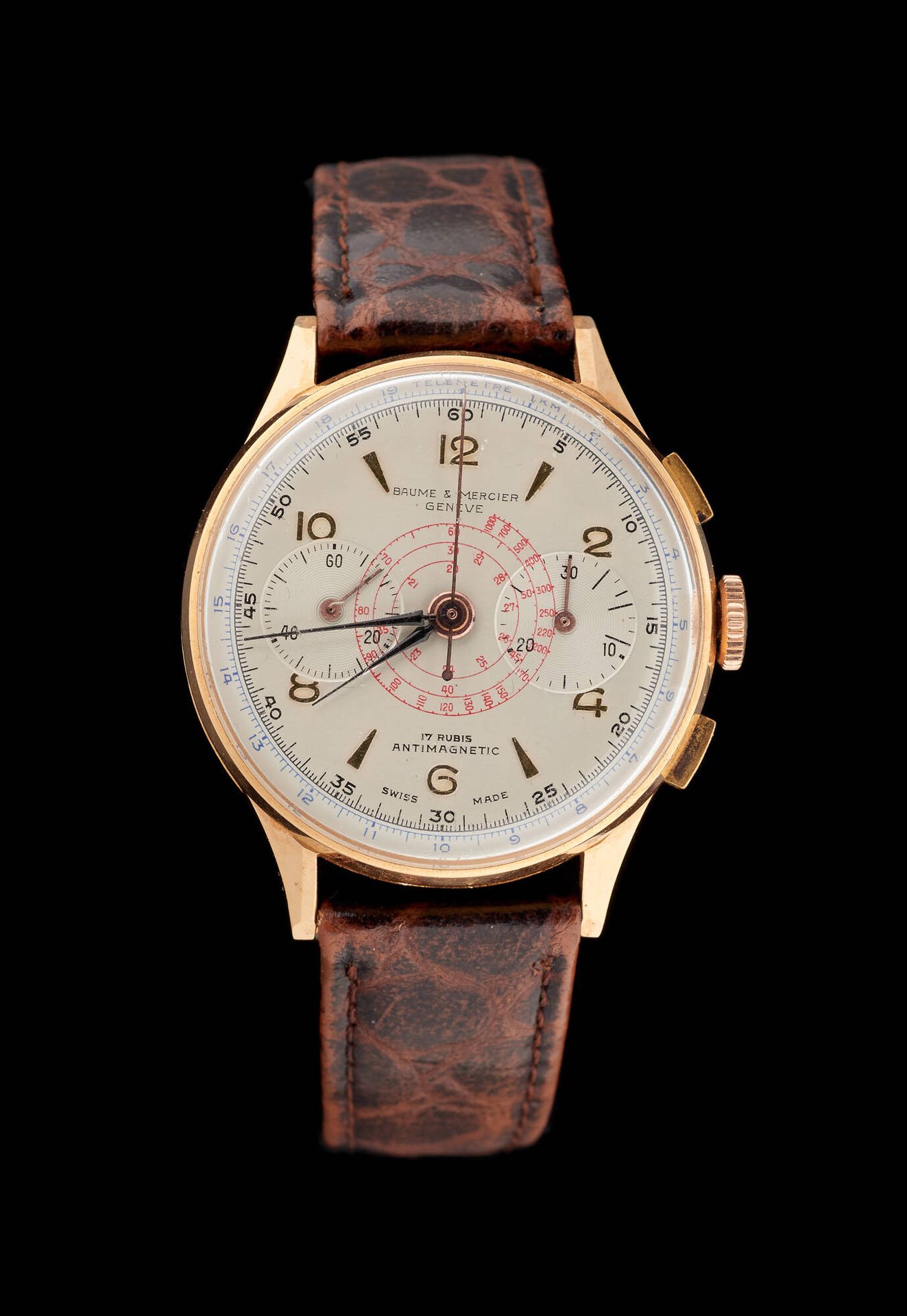 Baume & Mercier 手表：黄金男士腕表，精密计时器，防磁，17颗宝石，上链机芯。
品牌Baume & Mercier。
尺寸：直径3.8厘米。