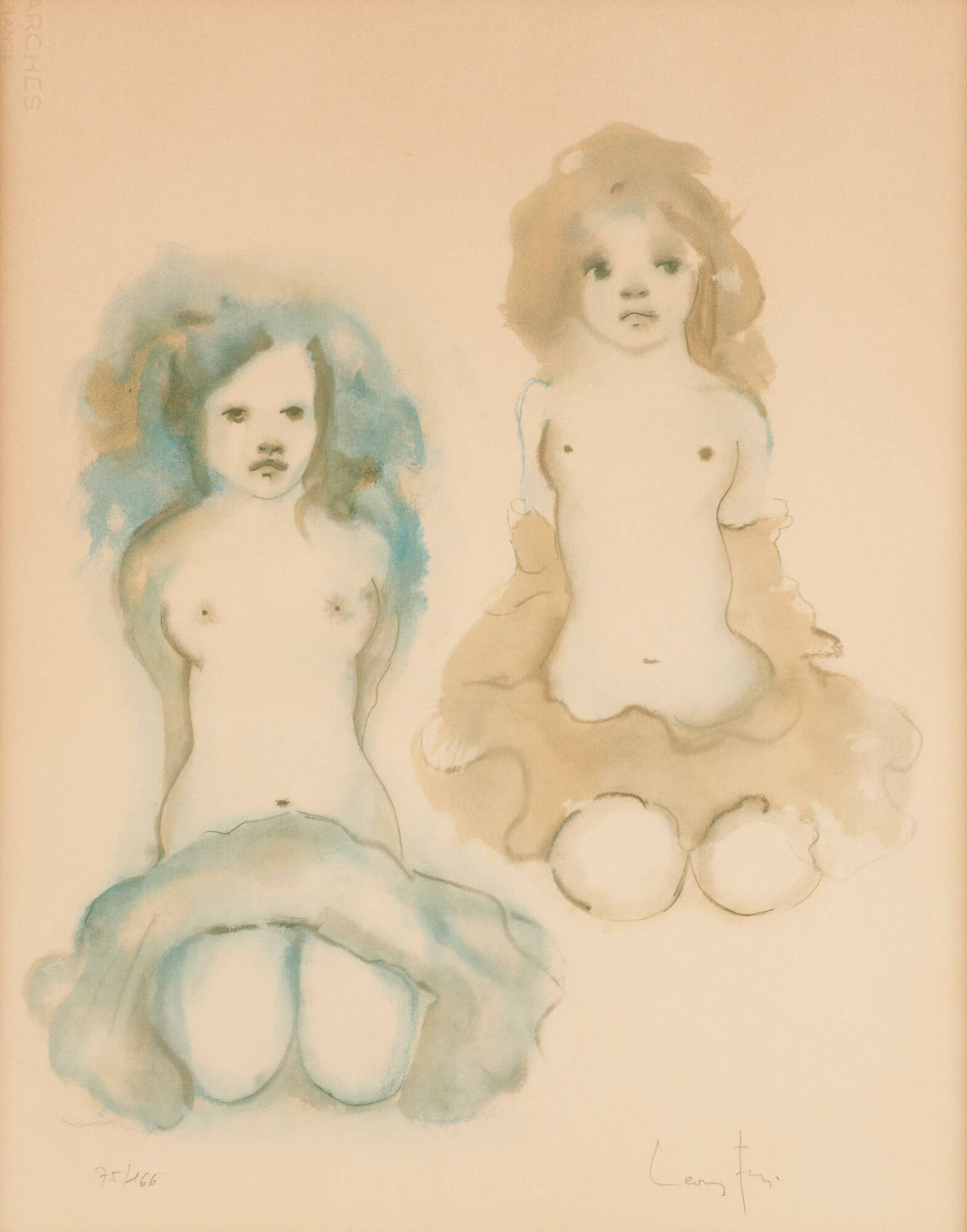 Leonor FINI École italienne (1907-1996) 印刷品，纸上石版画：Les petites cannibales。
签名：Léo&hellip;