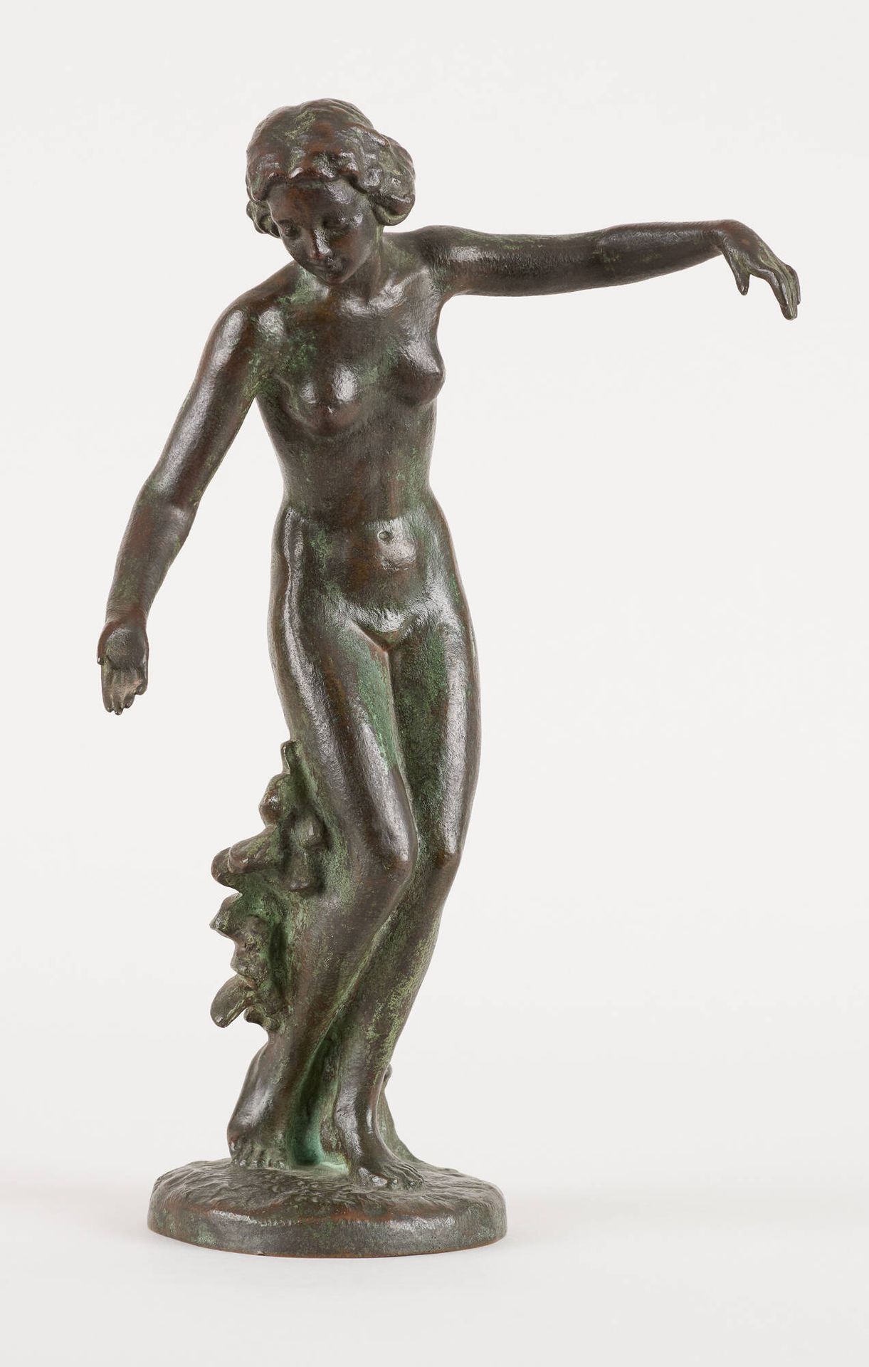 Friedrich GOLDSCHEIDER École autrichienne (1845-1897) 带有绿色阴影的青铜雕塑：裸体舞者。
签名：Golds&hellip;