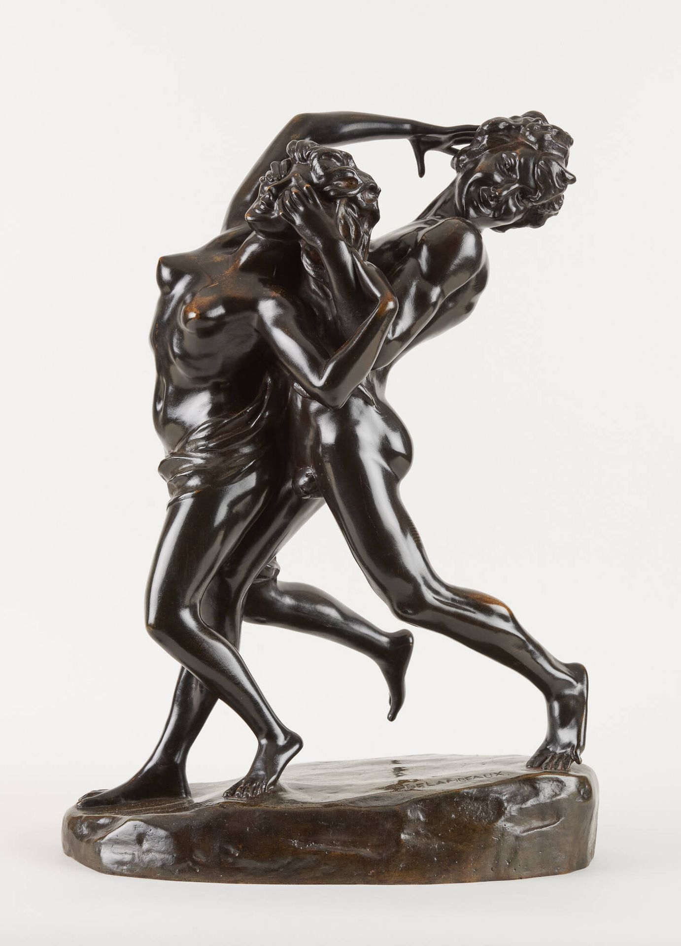 Jef LAMBEAUX École belge (1852-1908). Sculpture en bronze à patine foncée: Coupl&hellip;
