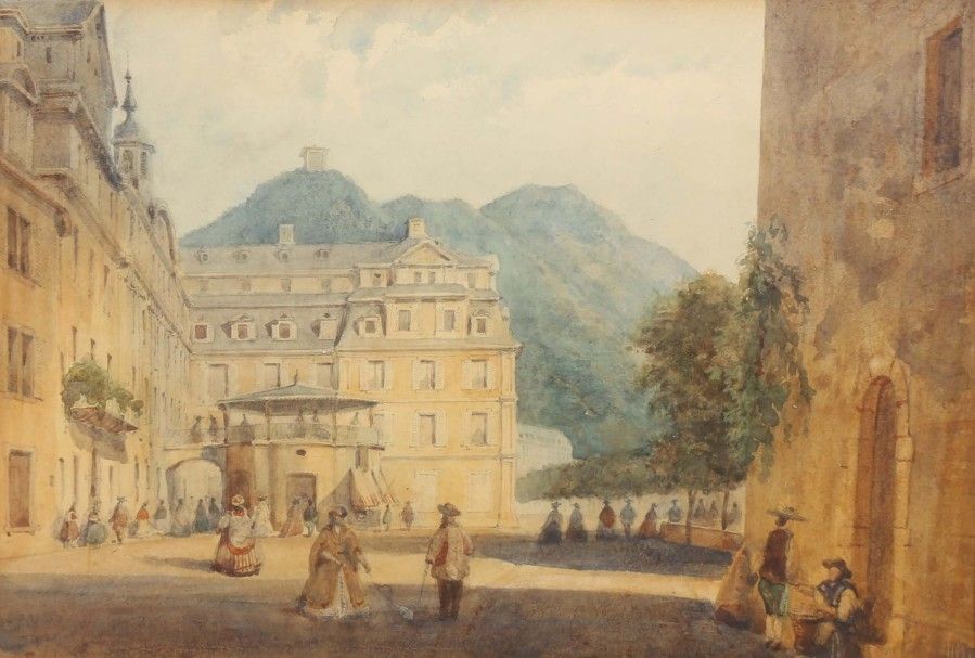 École ALLEMANDE du XIXe siècle 
Place du Curhaus - Coteau de Malberg
Deux aquare&hellip;