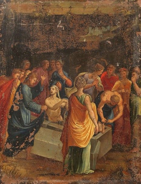 Ecole italienne du XVIIe siècle La résurrection de Lazare
Huile sur cuivre.
(Man&hellip;