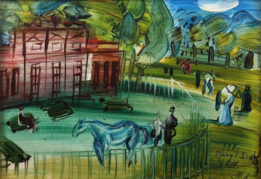 Null Raoul DUFY (Le Havre 1877 - Forcalquier 1963)

"Le Paddock à Chantilly"

Hu&hellip;