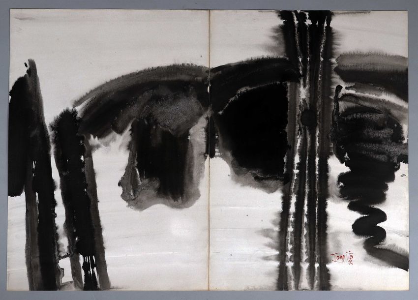 Null T’ANG Haywen (Xiamen 1927 - Paris 1991)
"Sans titre", 1973
Diptyque.
Encre &hellip;
