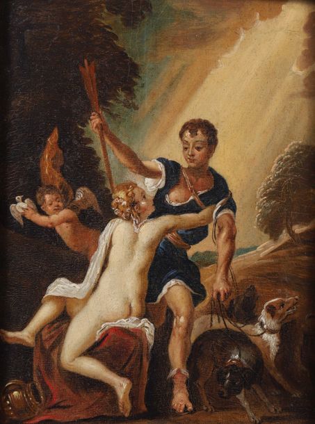 École Flamande du XVIIe siècle "Vénus et Adonis"

Huile sur panneau

21,5 x 17,6&hellip;