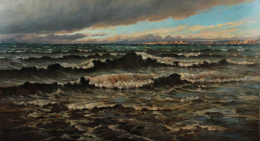 Paul MARSAC (1865 - ?) "Scène de mer agitée"

Huile sur panneau.

Signé et daté &hellip;