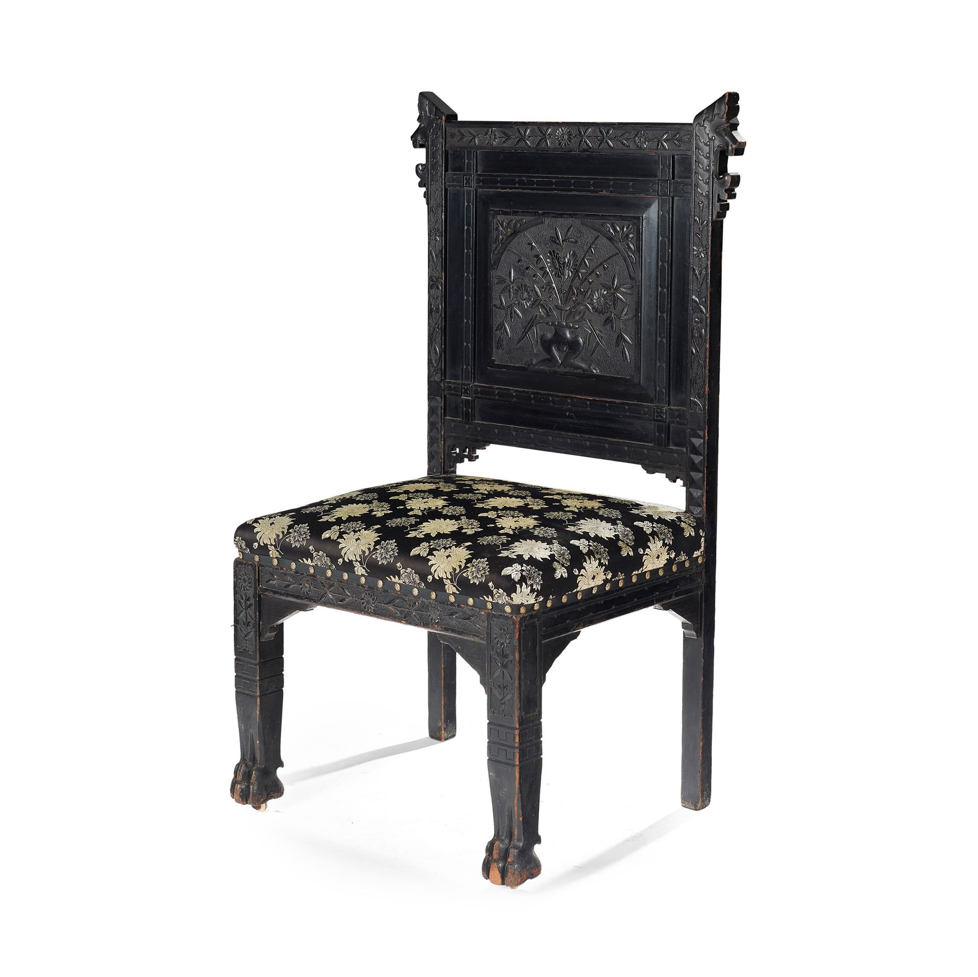 AMERICAN SCHOOL AESTHETIC MOVEMENT SIDE CHAIR, CIRCA 1880 carved ebonised wood w&hellip;
