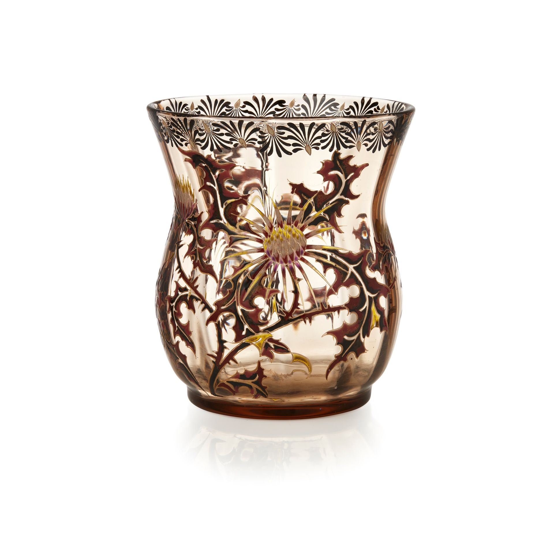 EMILE GALLÉ (1846-1904) 'THISTLE' VASE, CIRCA 1890 smoky glass, enamelled with g&hellip;