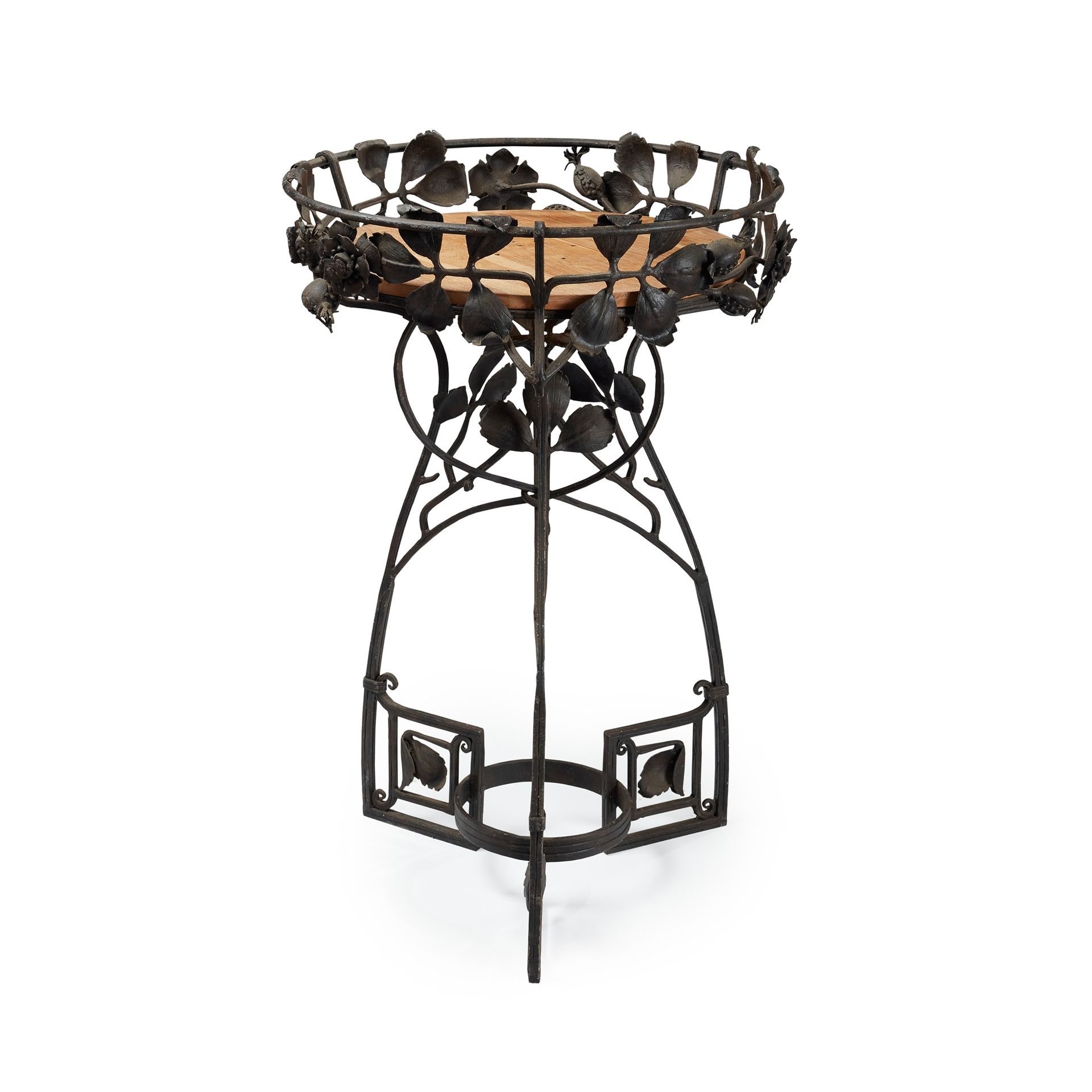 ITALIAN STILE LIBERTY JARDINIÈRE STAND, CIRCA 1920 wrought iron, with later appl&hellip;
