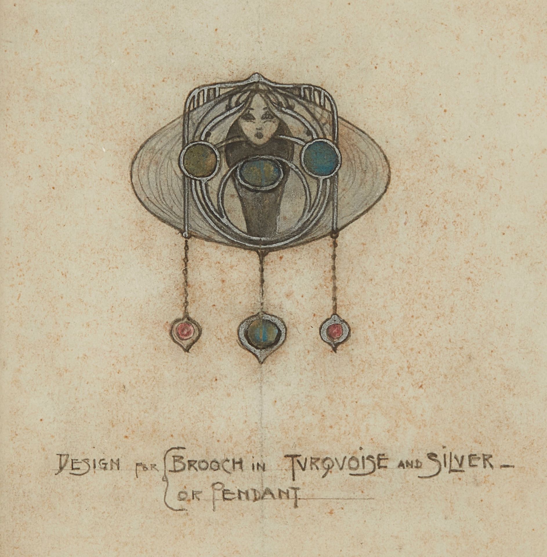 FRANCES MACDONALD MCNAIR (1873-1921) DESIGN FOR A BROOCH OR PENDANT, CIRCA 1901-&hellip;