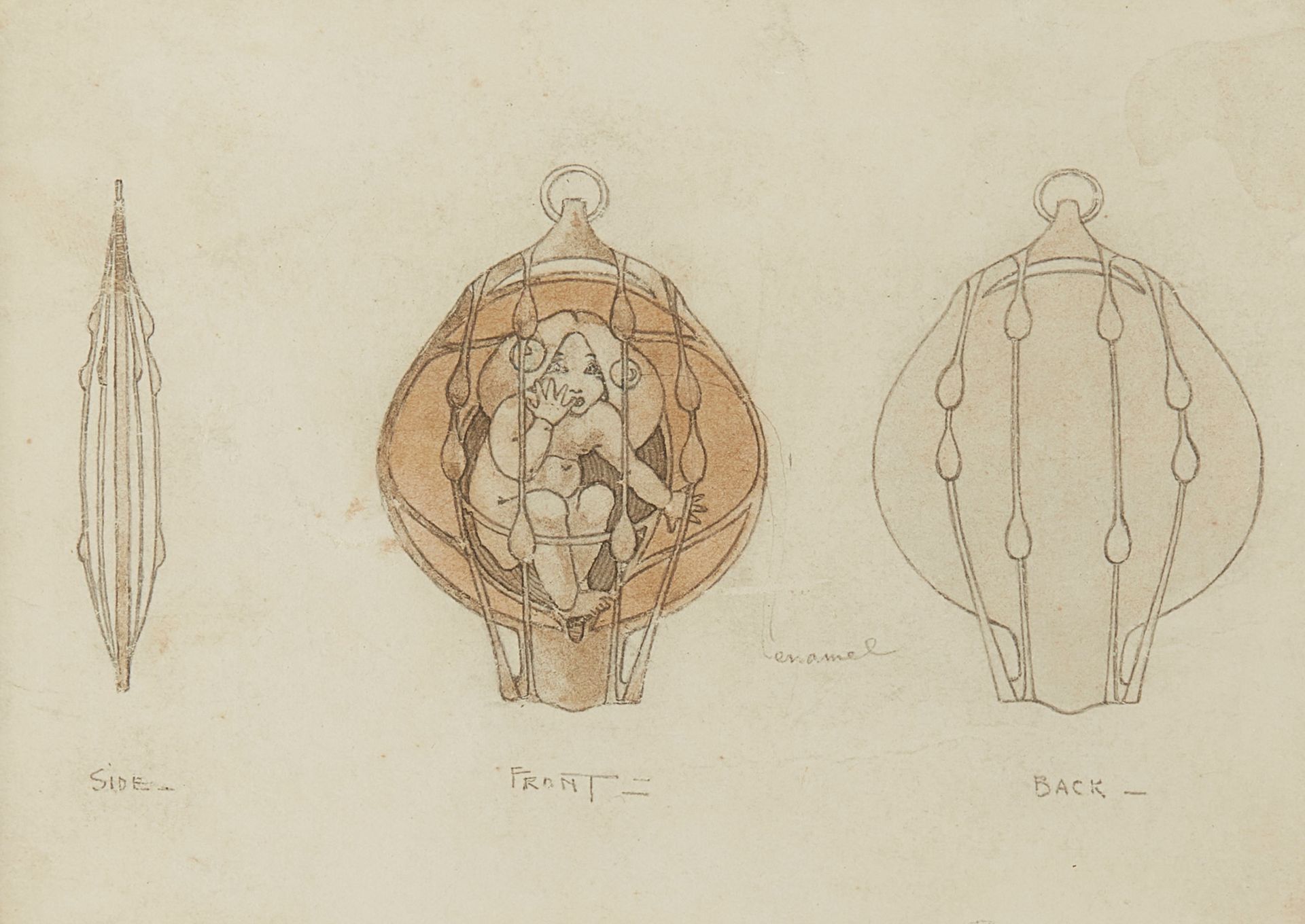 FRANCES MACDONALD MCNAIR (1873-1921) DESIGN FOR A PENDANT, CIRCA 1901-02 crayon &hellip;