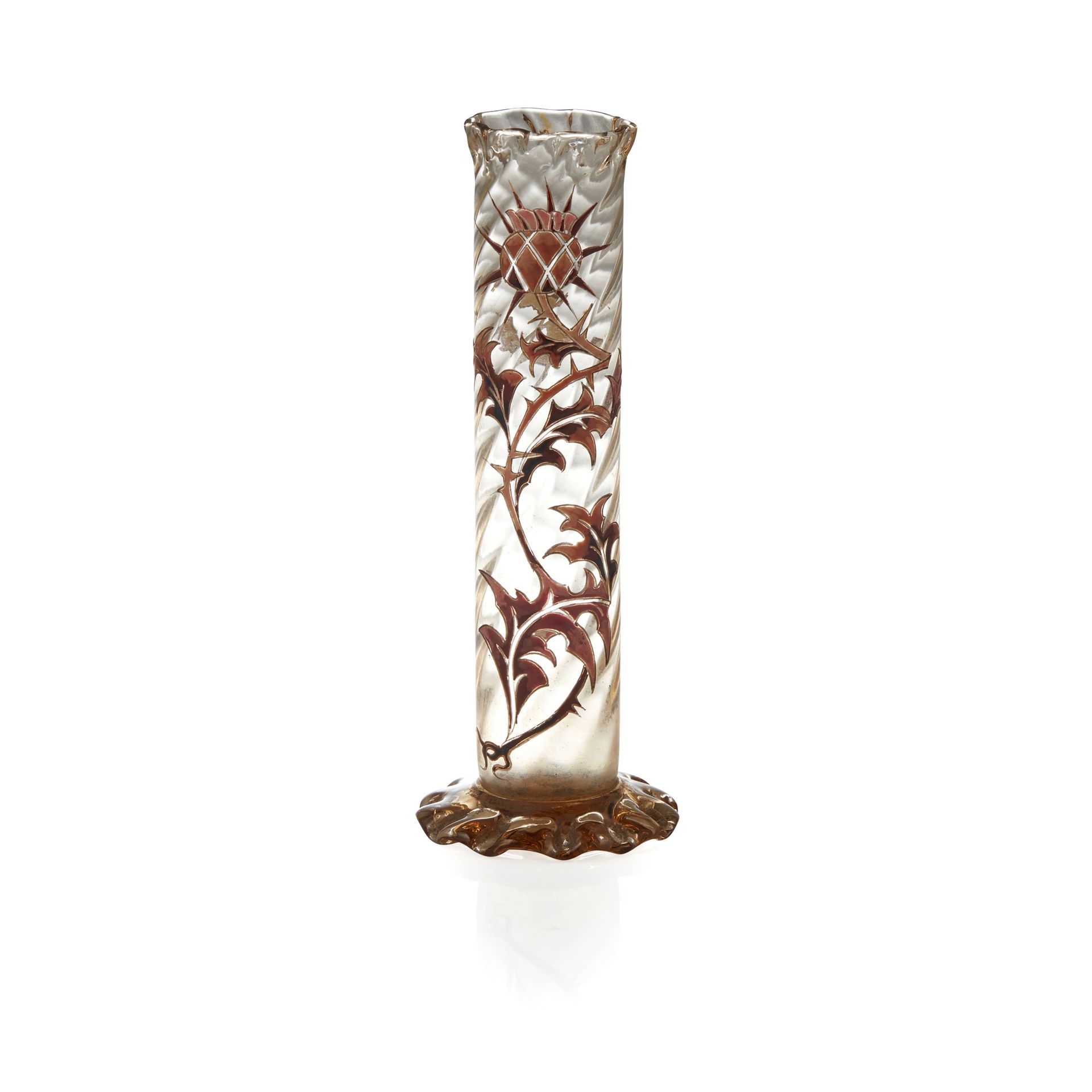 EMILE GALLÉ (1846-1904) 'THISTLE' VASE, CIRCA 1890 烟熏玻璃，珐琅和鎏金亮点，刻有EMILE GALLÉ/NA&hellip;