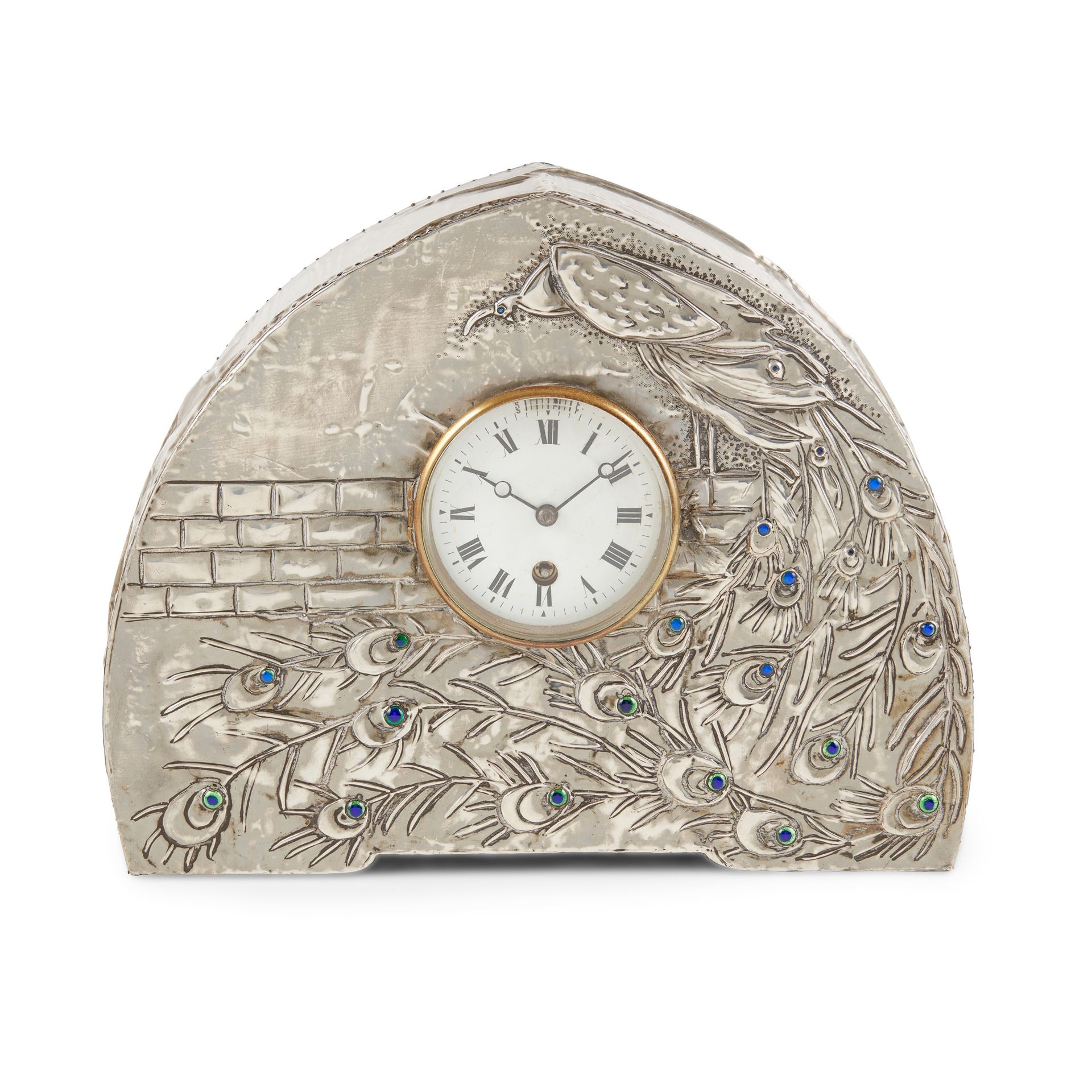 SCOTTISH ARTS & CRAFTS MANTEL CLOCK, CIRCA 1910 the circular enamel dial set wit&hellip;