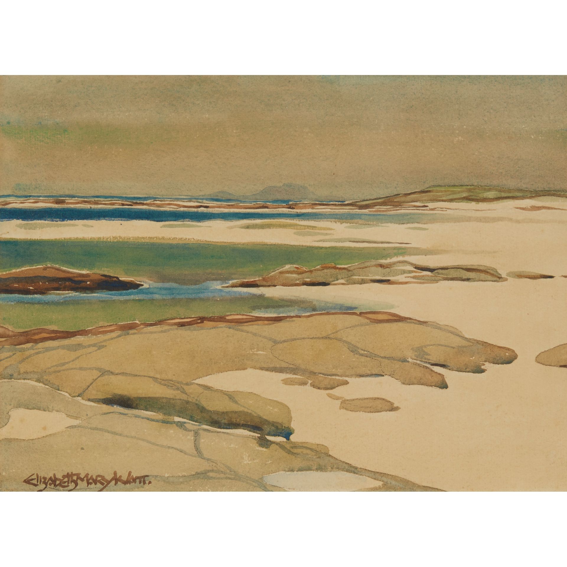 § ELIZABETH MARY WATT (1886-1954) IONA 水彩画，左下角有ELIZABETH MARY WATT的签名，背面有James M&hellip;