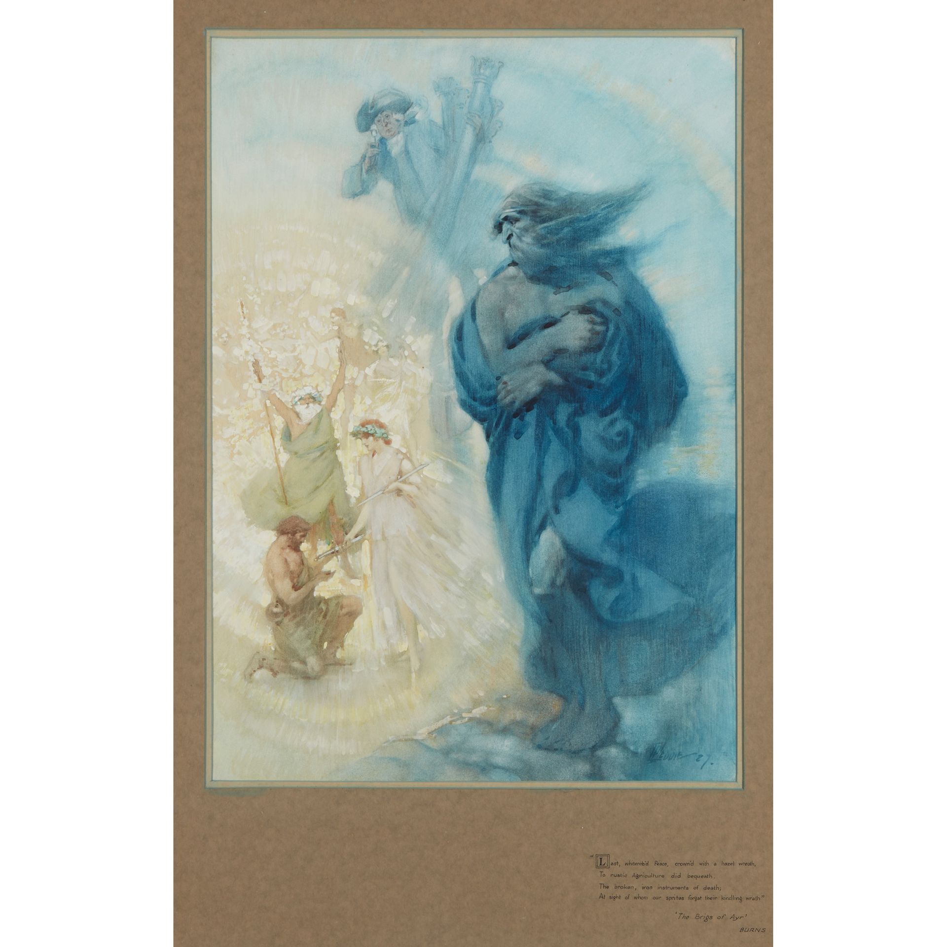 § THOMAS HUTCHISON PEDDIE (1871-1954) THE BRIGS OF AYR crayon, aquarelle et goua&hellip;
