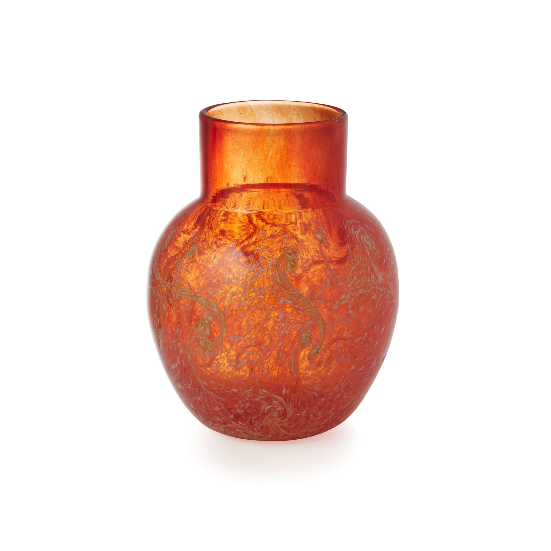 JOHN MONCRIEFF LTD., PERTH ‘MONART’ VASE, CIRCA 1930 verre orange avec des tourb&hellip;