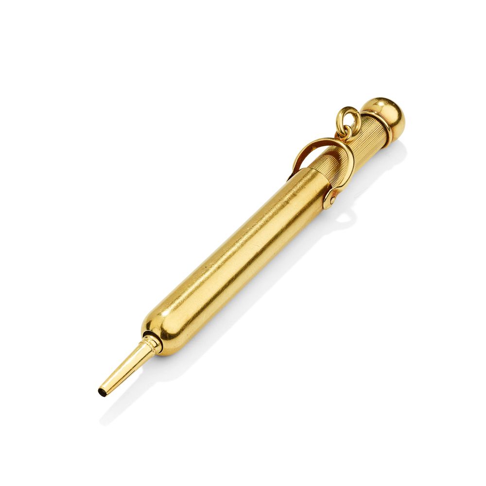 Tiffany & Co.: A 14ct gold pencil pendant, circa 1940 The cylinder with removabl&hellip;