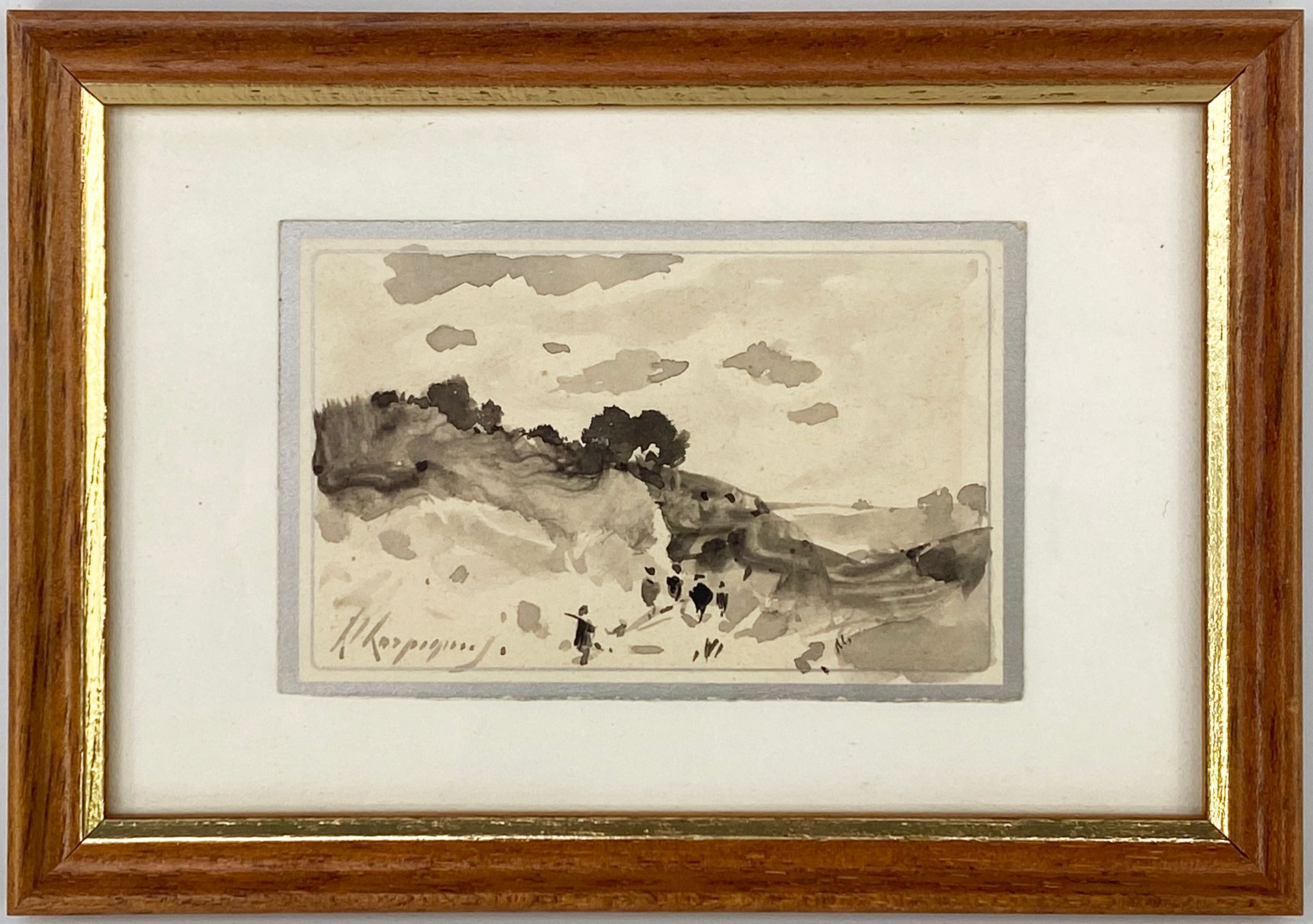 Null 亨利-哈皮涅斯(1819-1916)

景观与沙丘

纸上印度墨水

左下方有签名

H.10厘米

长：6.2厘米