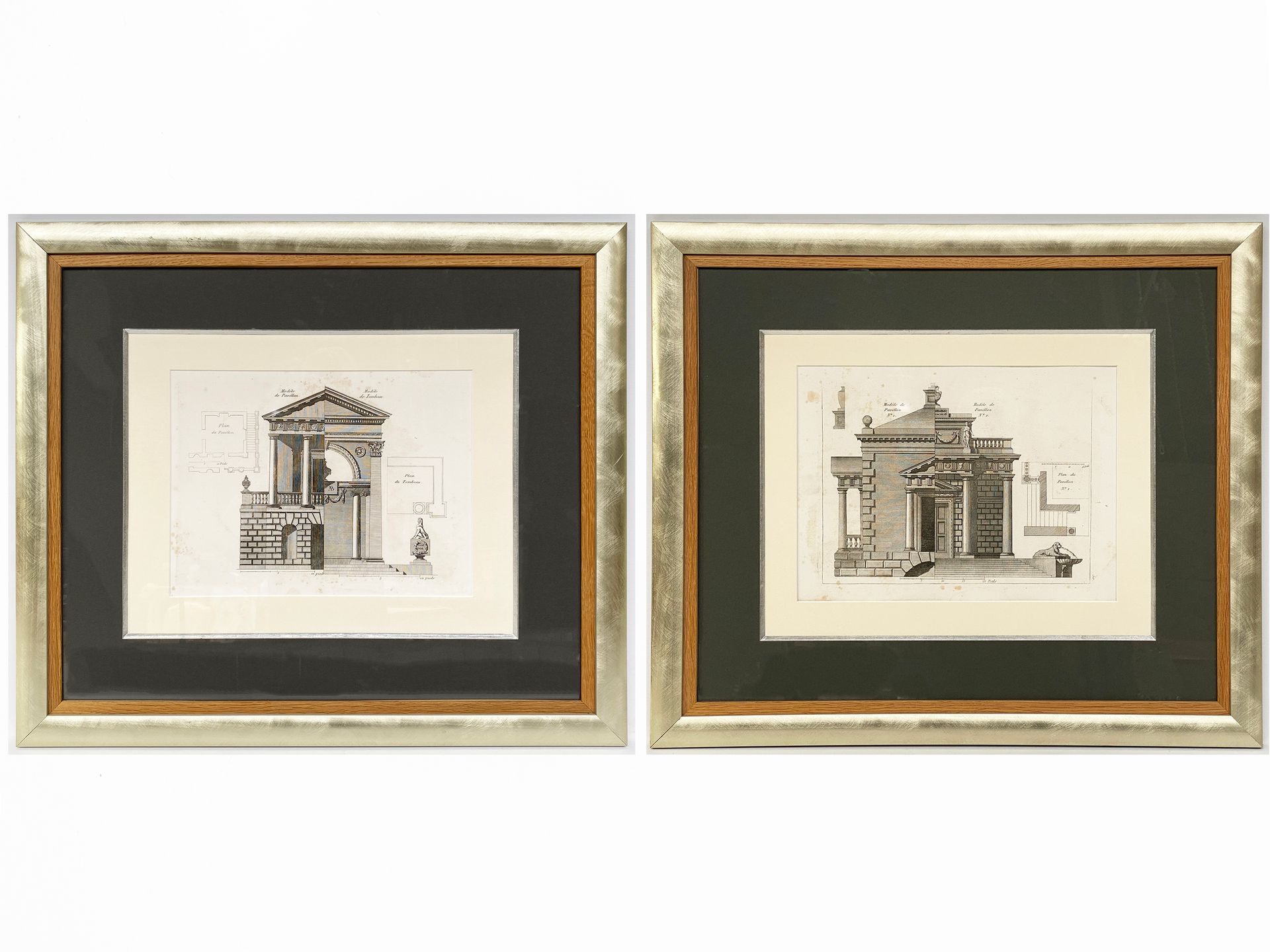 Null Set of two architectural studies in section.

H. 28 cm 
L. : 40 cm