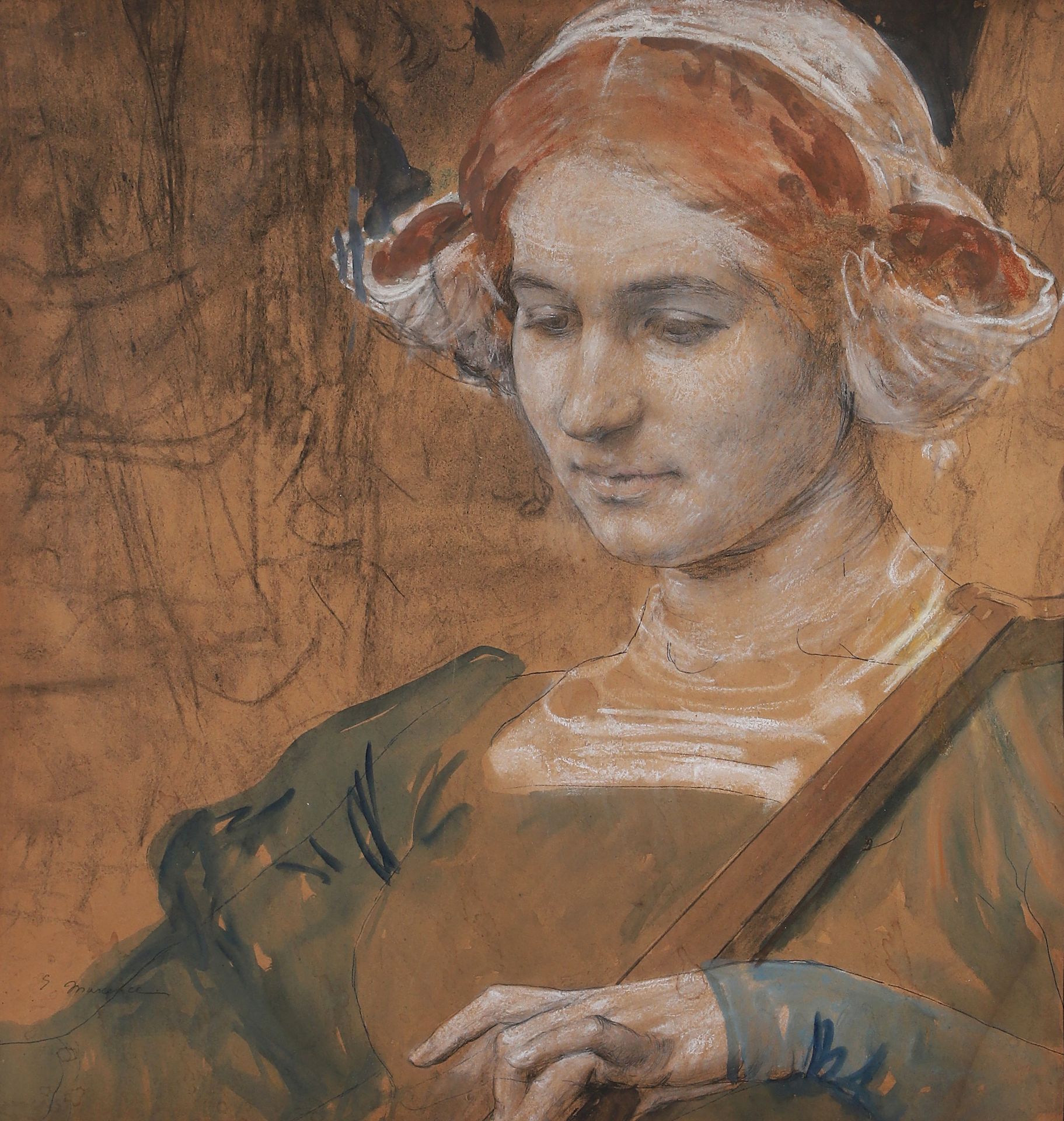 Null 埃德加-马克森（南特，1871-1954 年，拉伯内里河畔）
约 1910 年，"Jeune femme jouant de la mandole "&hellip;