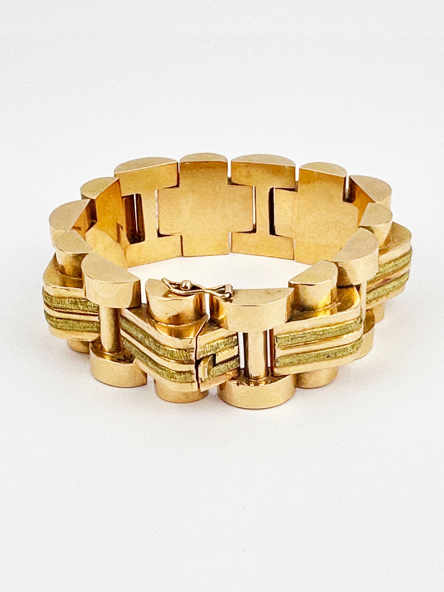 Null Bracciale a carrarmato bicolore in oro 18 carati (750°), con maglie cilindr&hellip;
