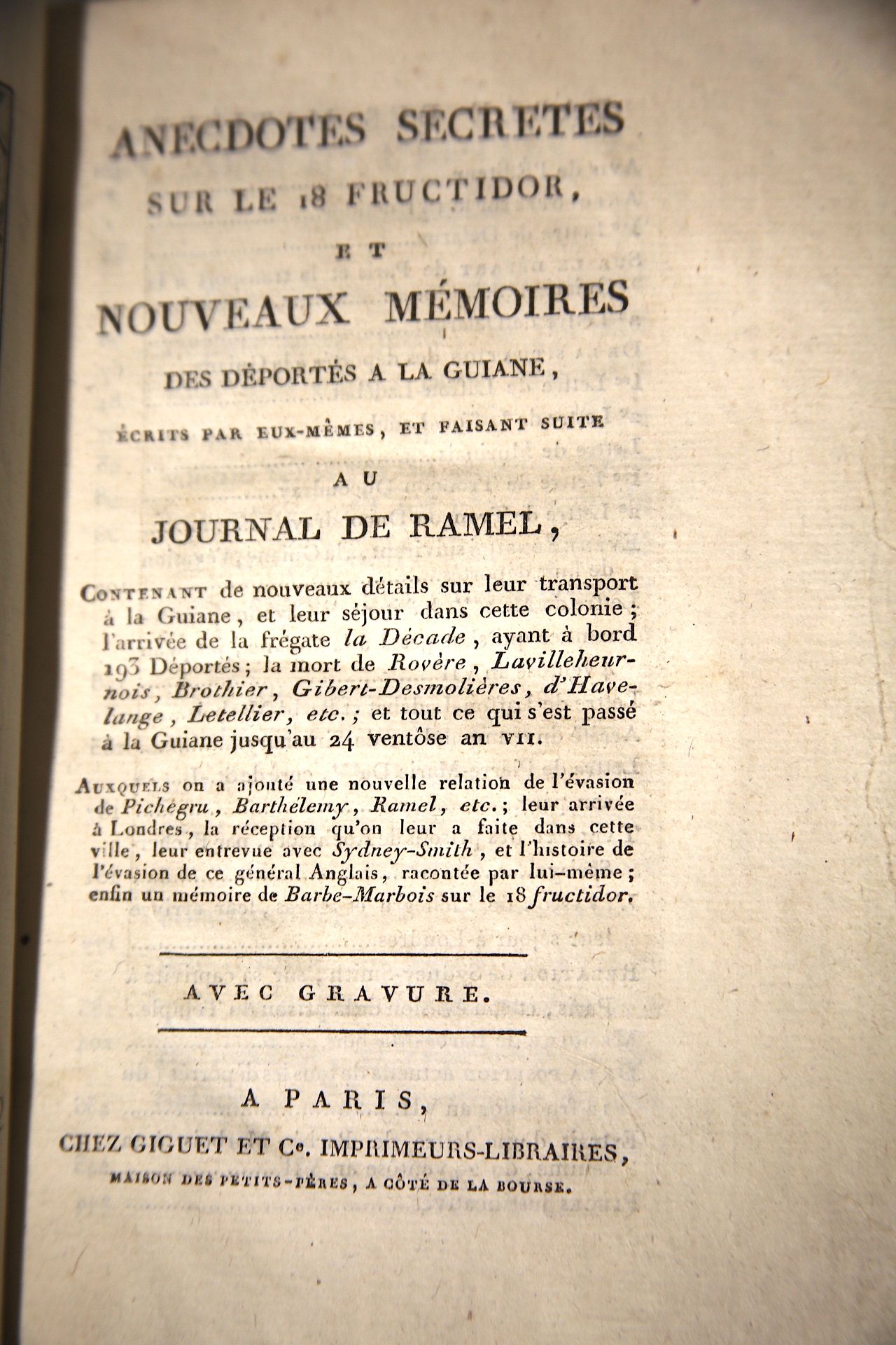 Null 
(历史/法国大革命/旅游/圭亚那)

拉梅尔/吉格特。


关于18 Fructidor号的秘密轶事，以及被驱逐者在圭亚那的新回忆录，由他们自己写的&hellip;