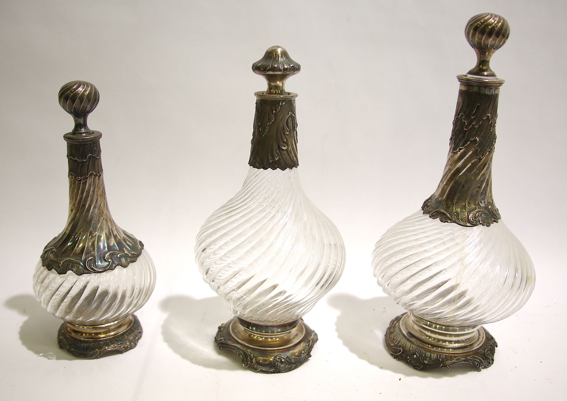 Null 
Three carafes, the body out of moulded crystal with decoration of twisted &hellip;