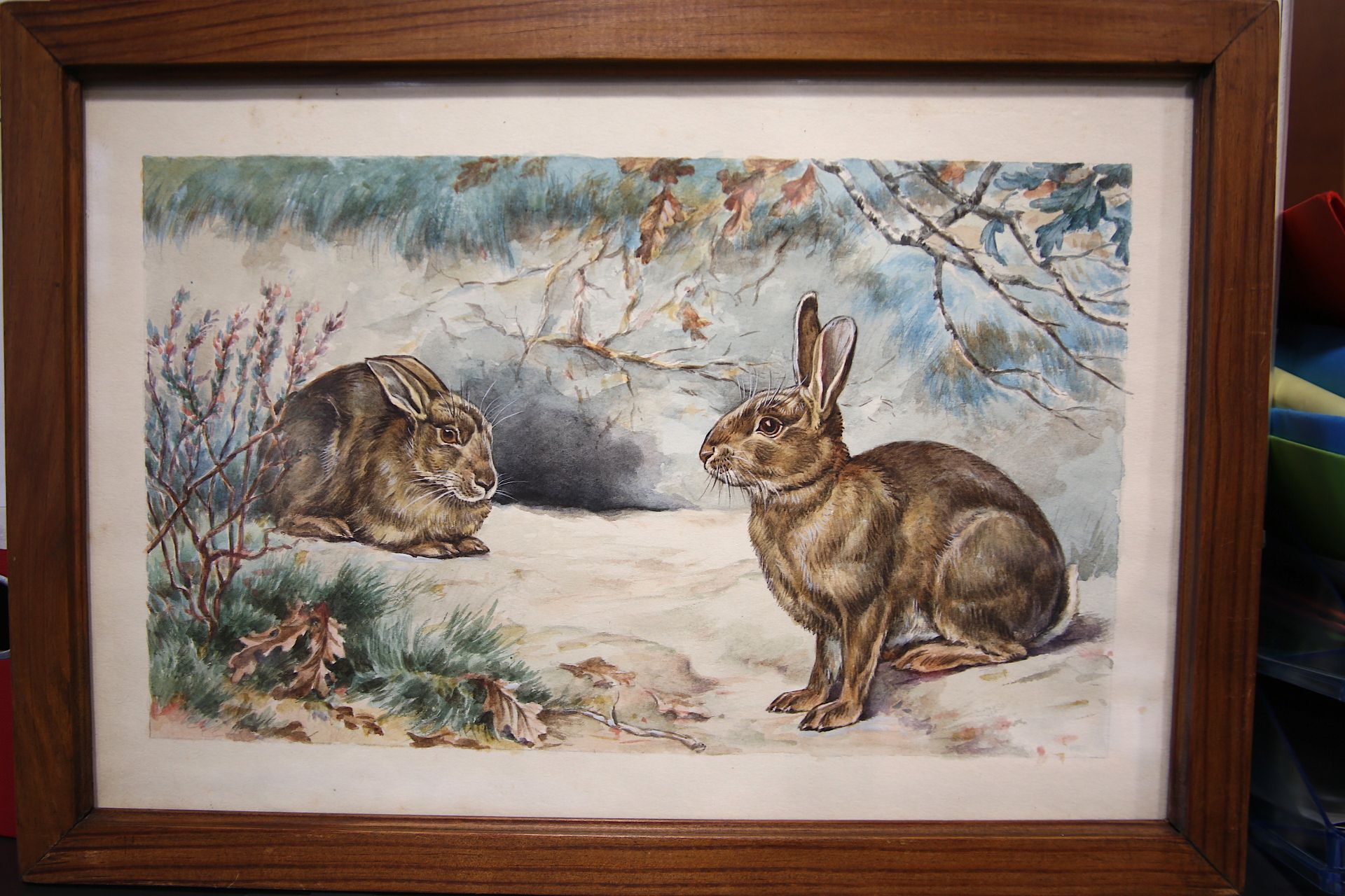 Null 
CASTELLAN归于
两只兔子
无符号水粉画
尺寸：22,5 x 33 cm