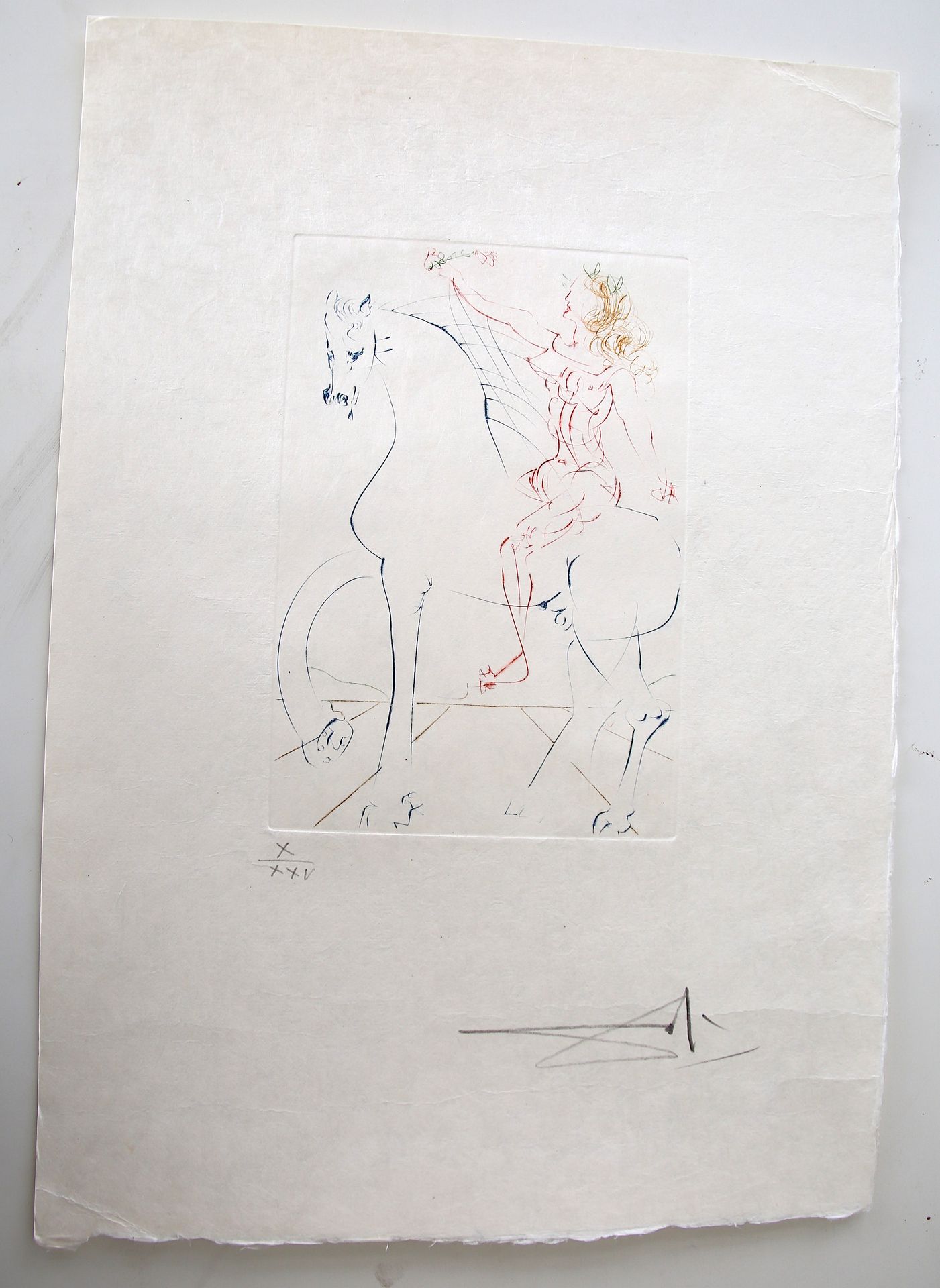 Null 
萨尔瓦多-达利（1904-1989）。

"凯旋"。

摘自《妇女与马》。德-弗兰科尼编辑1973年。原始干点法21,5 x 15厘米左右。 在所有&hellip;