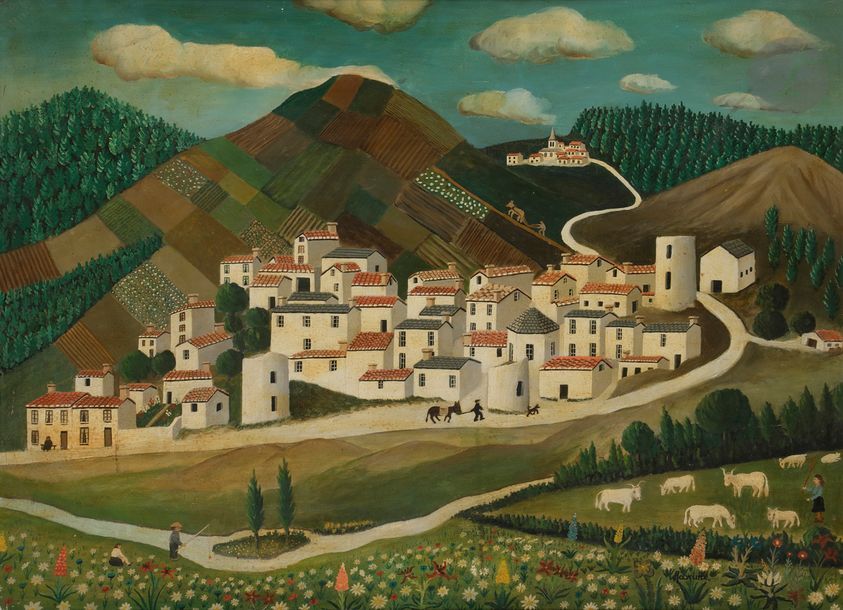 Null MAXIME (1896-1985)
Pays-basque, village animé, vers 1950-51
Huile sur isore&hellip;