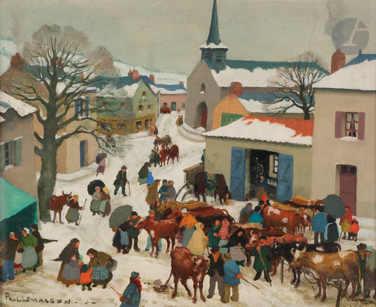 Null Paul LEMASSON (1897-1971)
Le Marché aux vaches sous la neige
Huile sur isor&hellip;