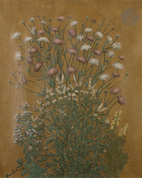 Null André BAUCHANT (1873-1958)
Fleurs sur fond brun, 1930
Huile sur toile.
Sign&hellip;