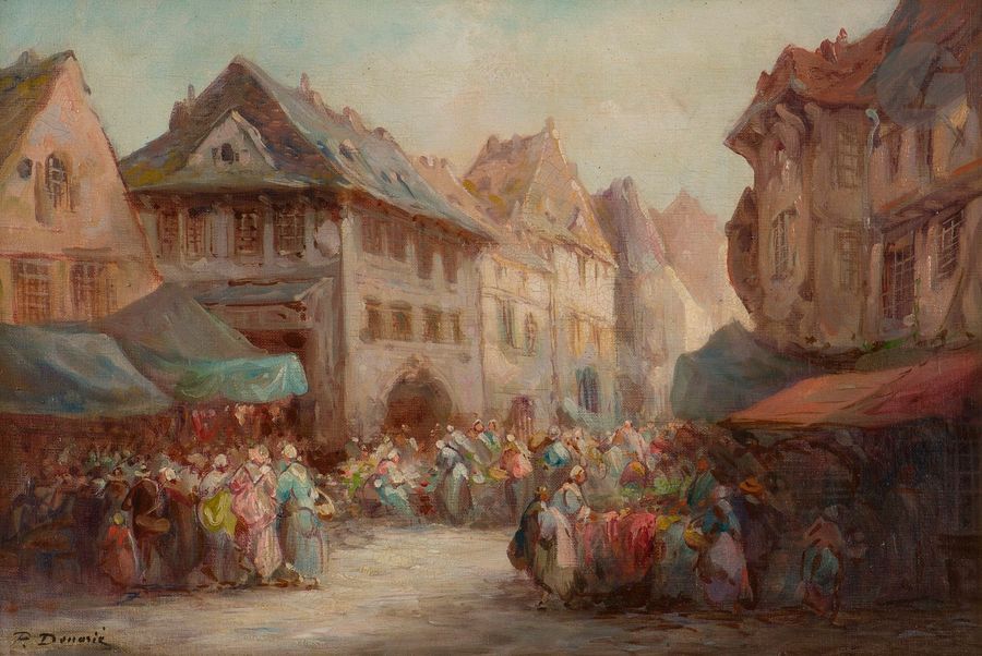 Null Paul DENARIE (Paris 1859 - 1942)
Scène de marché à Rouen
Toile
26 x 40 cm
S&hellip;