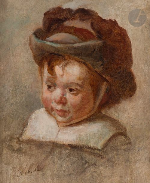 Null Marcellin DESBOUTIN 
(Cérilly 1823 - Nice 1902)
Portrait d’enfant au chapea&hellip;