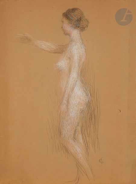 Null Ernest LAURENT (1859 - 1929) 
étude de femme de profil 
Pastel 
50 x 38 cm &hellip;