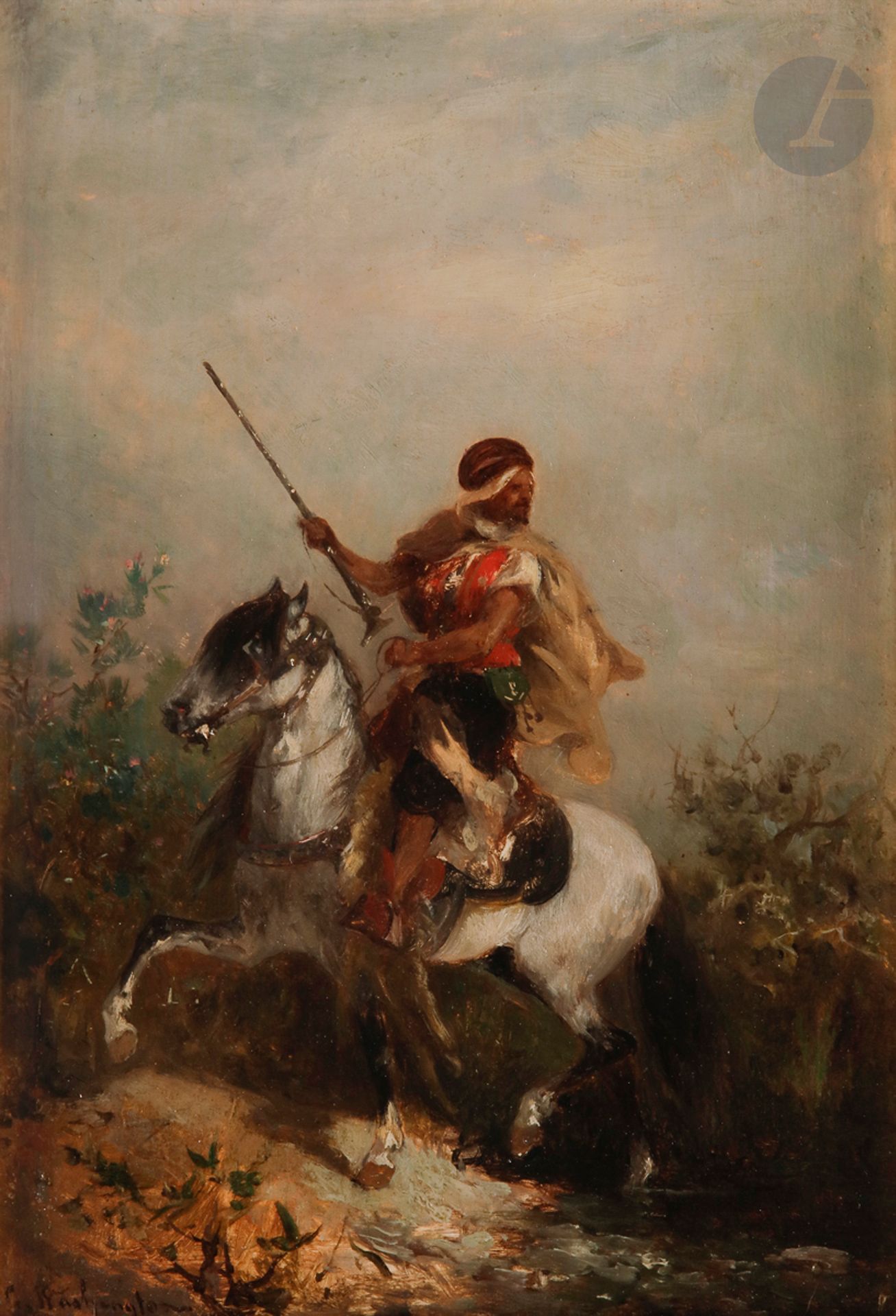 Null Georges WASHINGTON (1827-1910)
Cavalier arabe
Huile sur panneau.
Signée en &hellip;