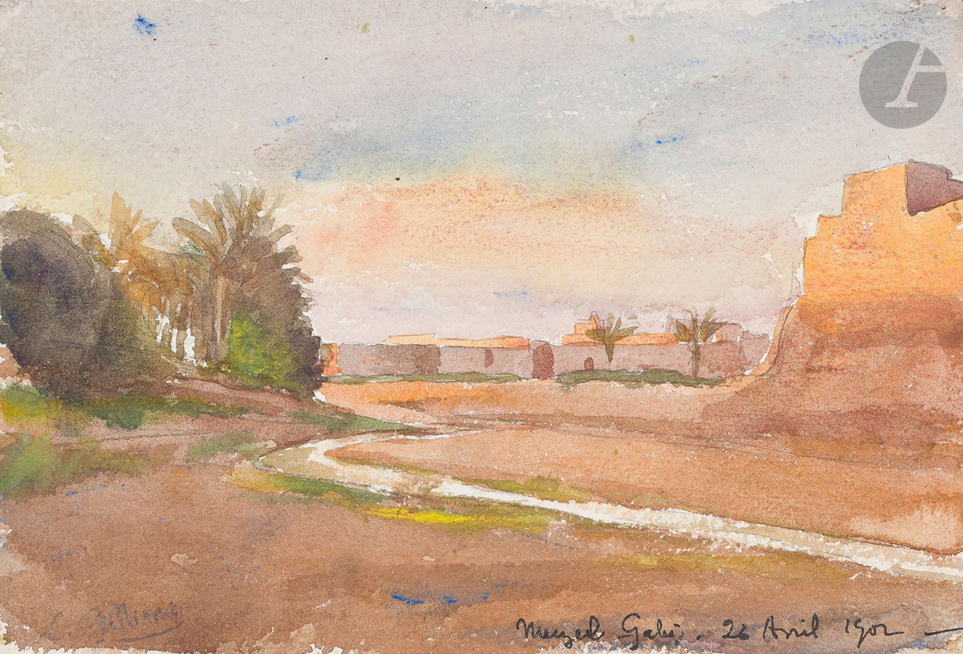 Null GILLIARD
Oasis de Meuzel Gabès, 1902
2 aquarelles.
Signées, datées et annot&hellip;