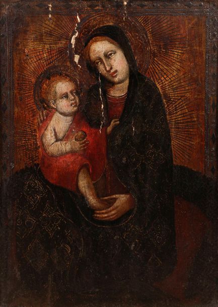 Null RONCAIETTE大师(约1420年在帕多瓦为人所知)
谦卑的圣母与童子耶稣
金色背景，白杨木板，一块木板，不是镶木板。
光环和壁炉上有几处小的缺失&hellip;