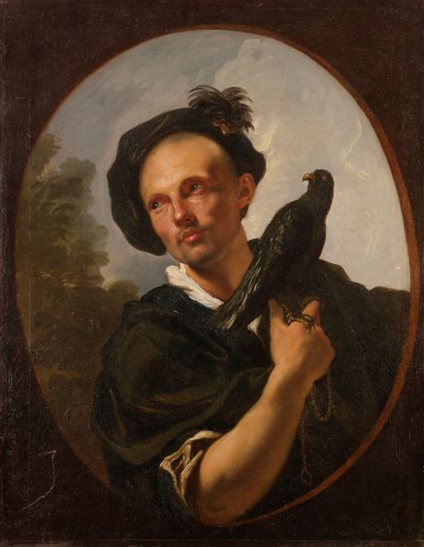 Null École FRANÇAISE circa 1750
Young man holding a hawk in a painted oval
Canva&hellip;