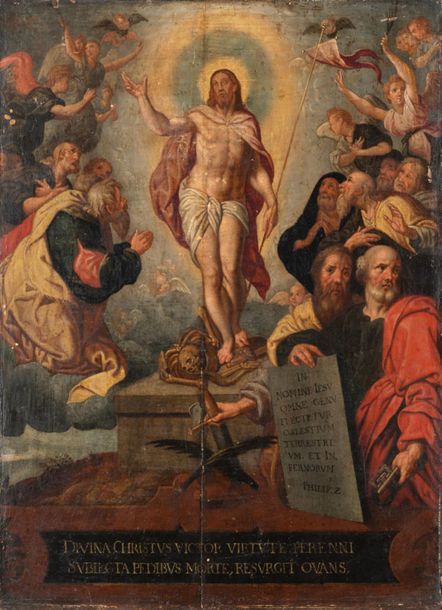Null 雅各布-德-贝克勒（安特卫普，约1540年-1585年）
复活
小组。
古代修复。
65.5 x 48.5 cm

 这幅画属于一系列格式相同的画板，&hellip;