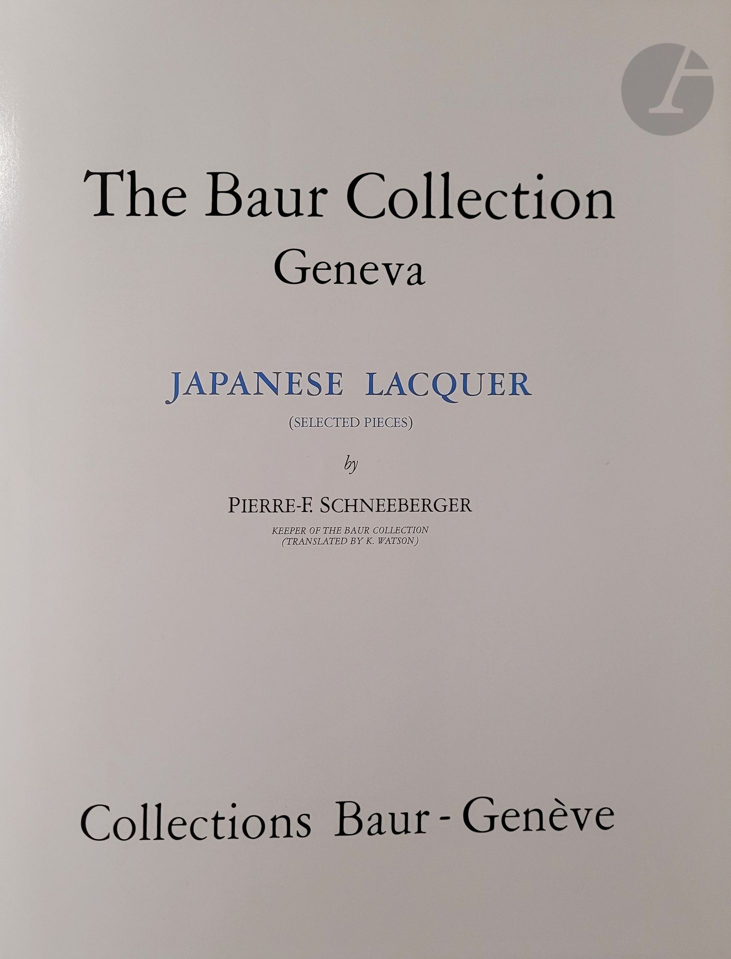 Null JAPAN - PORCELAIN AND LACQUER] 
Five books :
- Ayers J., The Baur Collectio&hellip;