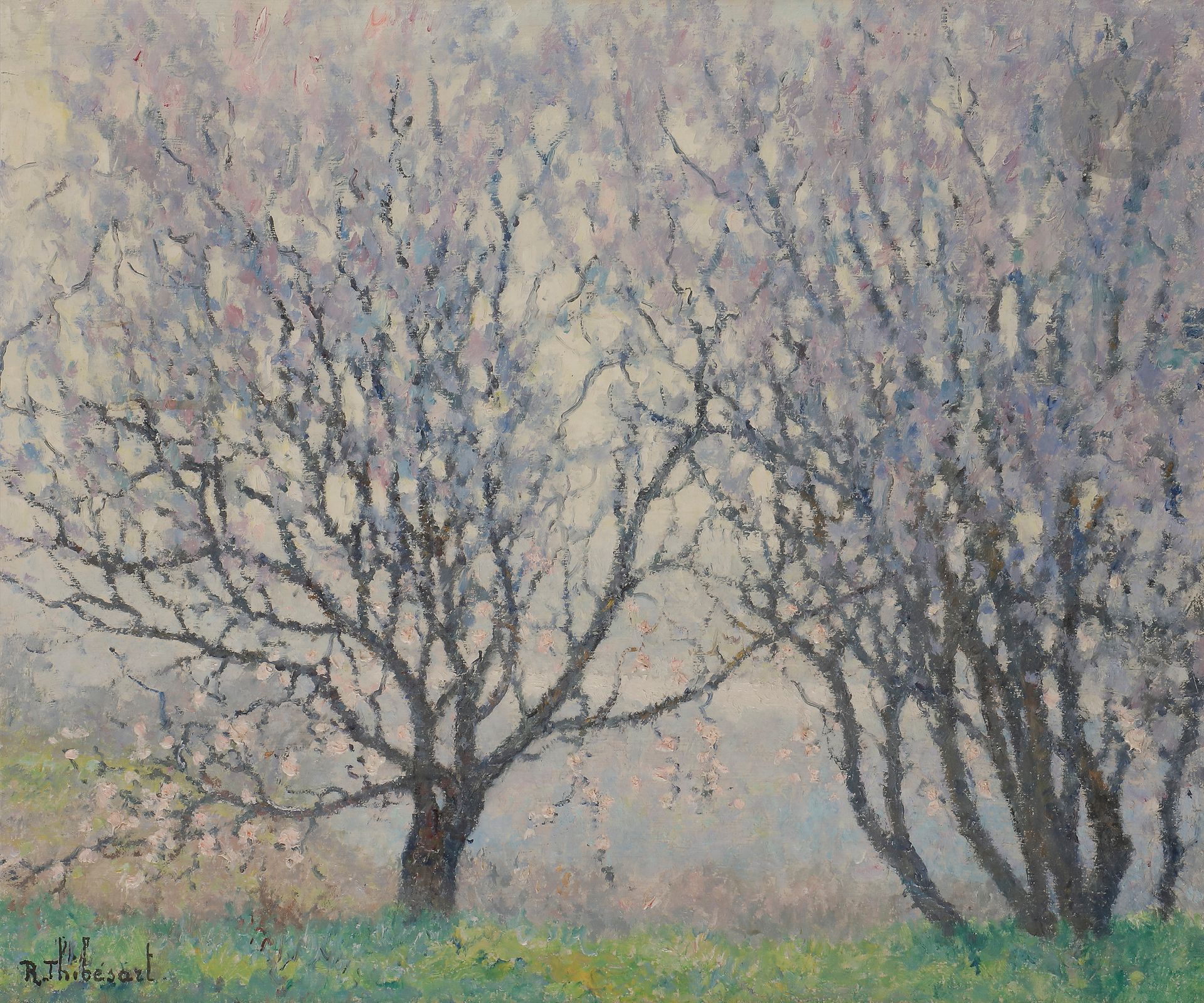 Null 雷蒙德-蒂贝沙特（1874-1968）《
盛开的树和塞纳河谷》，约1930年
布面油画

。
 
 
左下角有签名。
46 x 55 cm

出处：
&hellip;