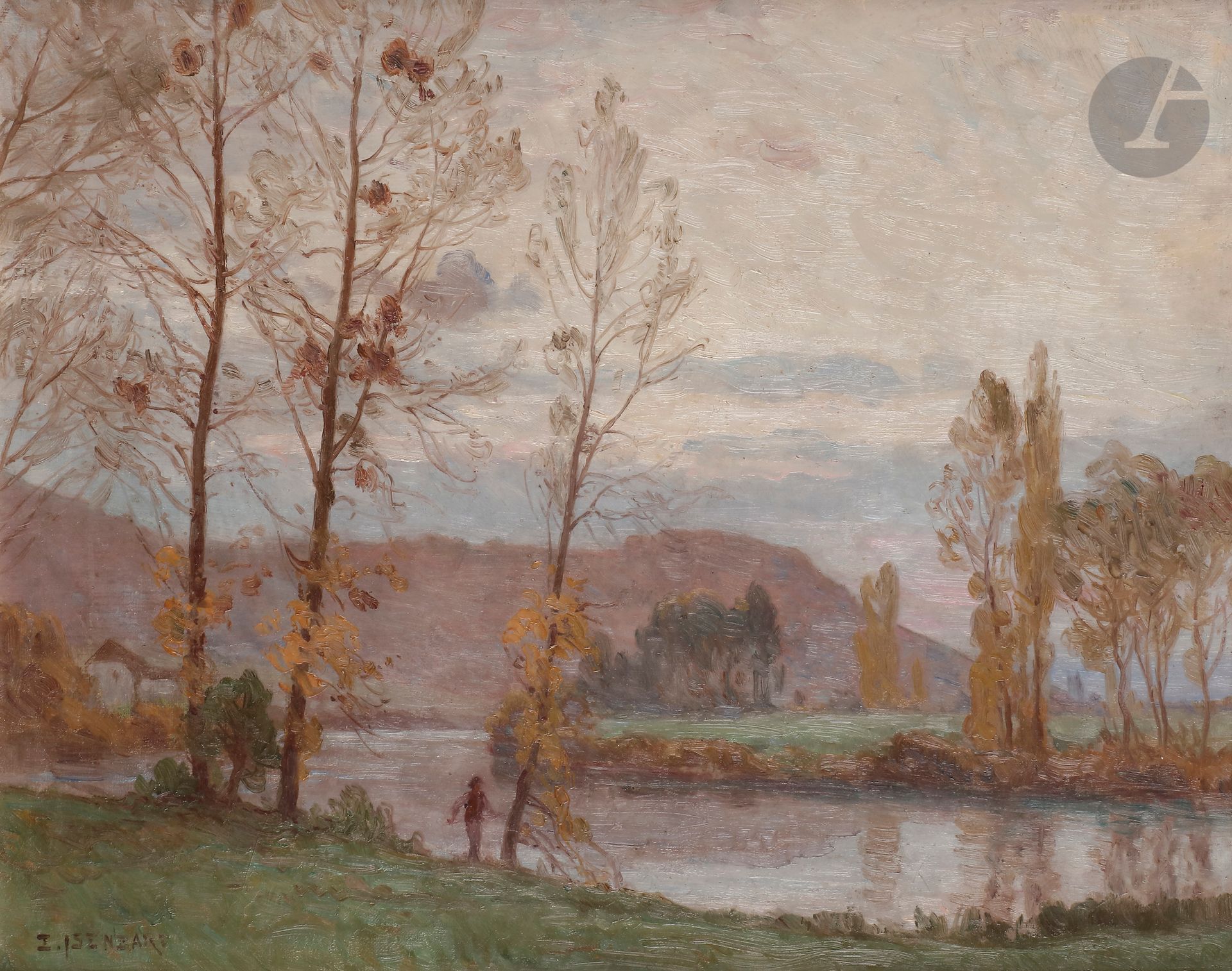 Null Émile ISENBART (1846-1921) 
Bords du Doubs 
Huile sur toile. 
Signée en bas&hellip;