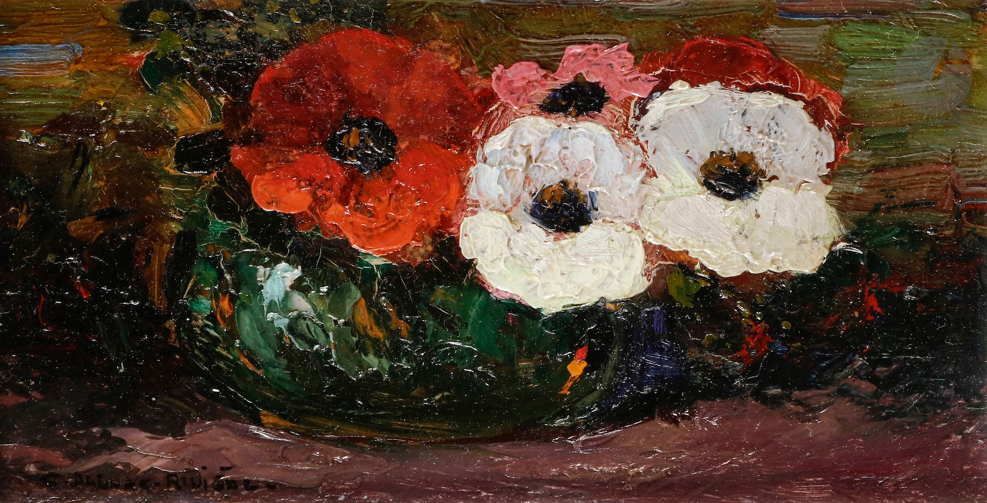 Null Charles DAGNAC-RIVIÈRE 
(1864-1945) 
Bouquet de fleurs 
Huile sur panneau. &hellip;